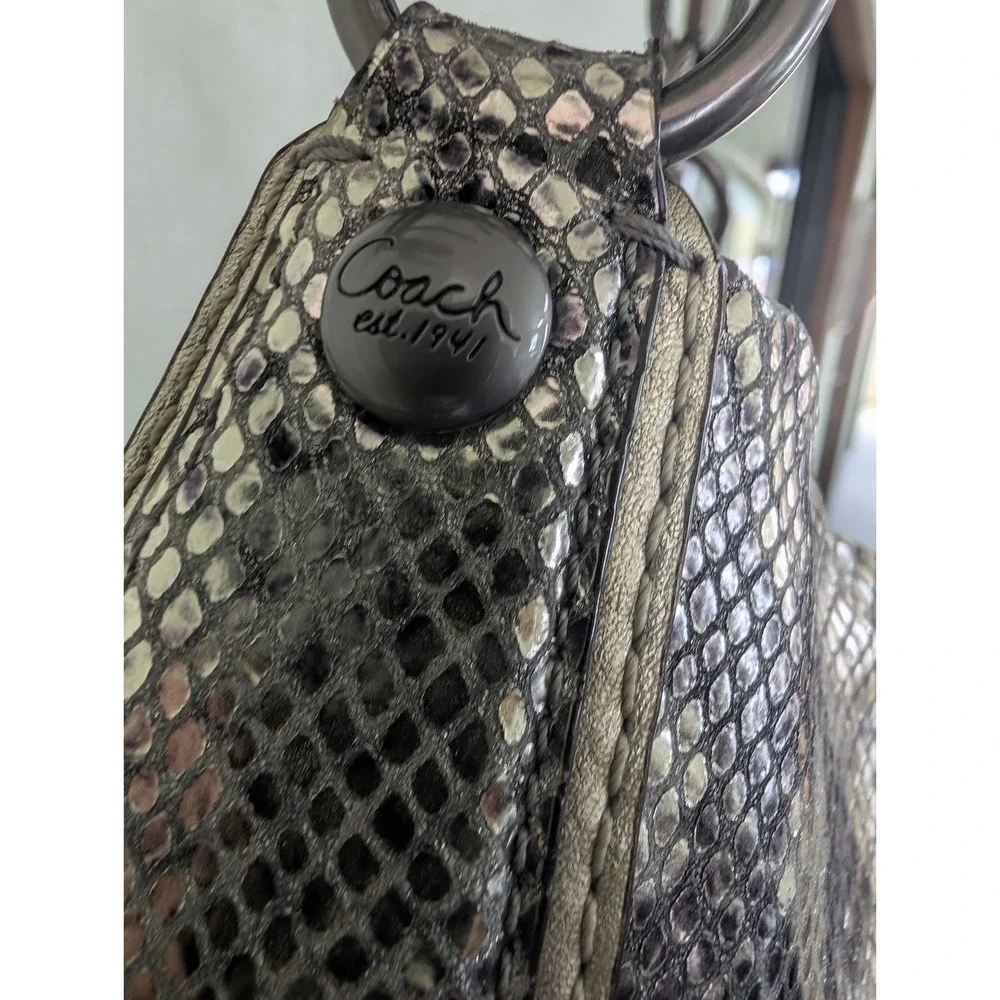Coach Bag Kristin Metallic Python Hobo Silver Y2K Shoulder Snakeskin Chain Purse